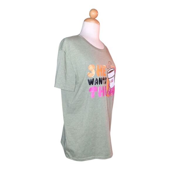 She Wants The DD Dunkin Donuts Graphic T-Shirt Women’s Size Large Funny Tee - Picture 3 of 7